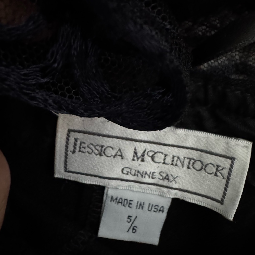 Jessica McClintock Black Sleeveless Lace Whimsical Goth  Grunge Vintage Dress - Picture 6 of 10